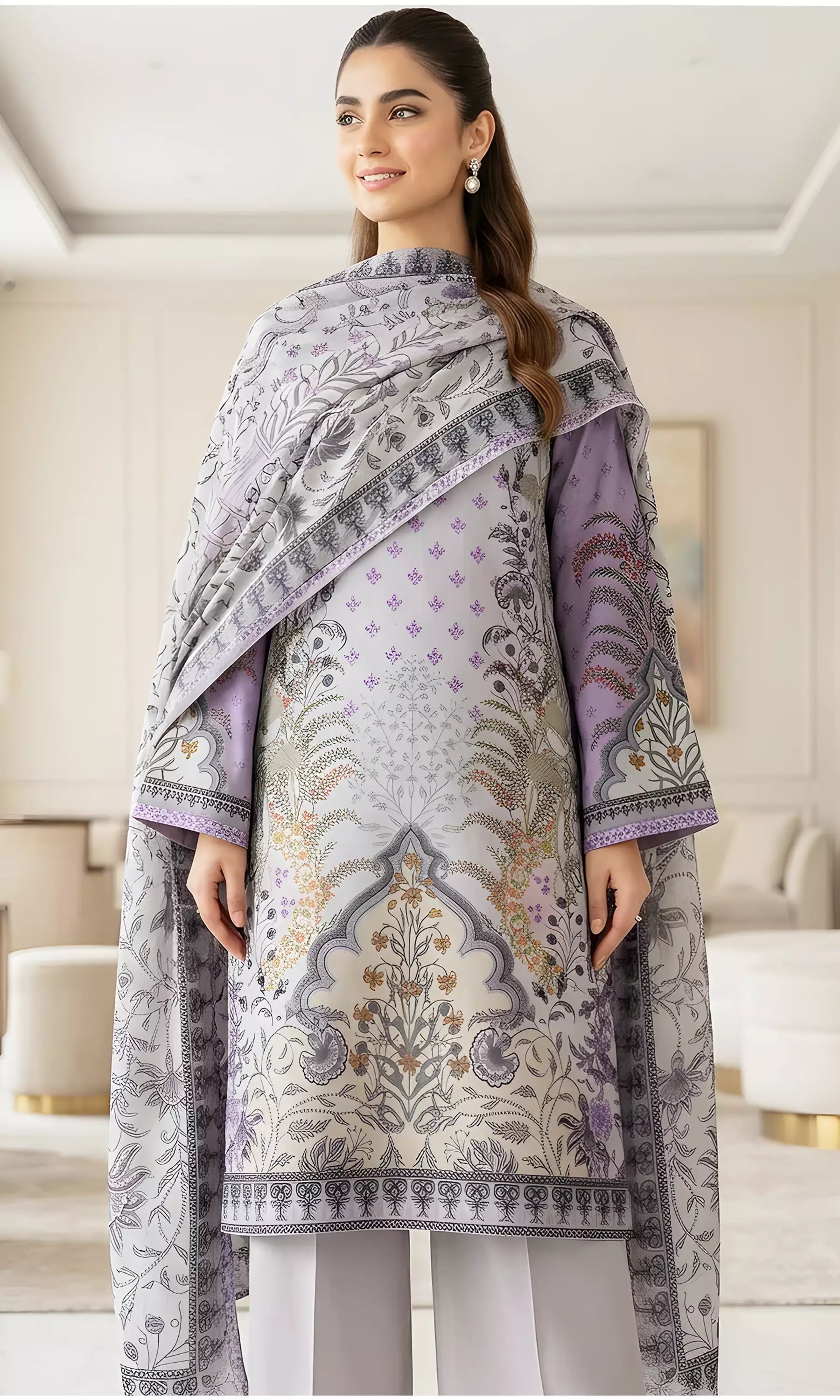 Wren Digital Printed Lawn Unstitched 3 Piece Suit