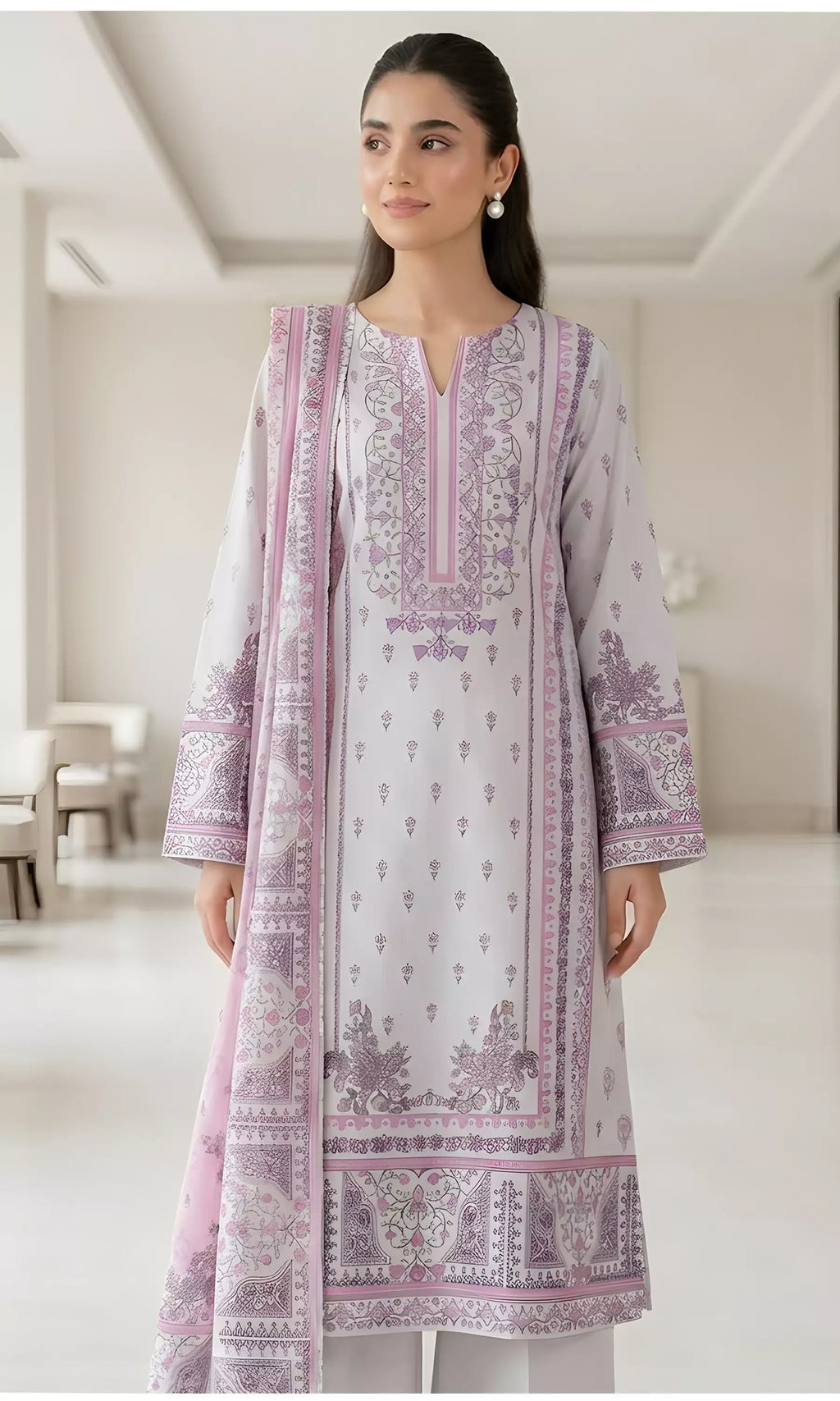 Khadija Digital Printed Lawn Unstitched 3 Piece Suit