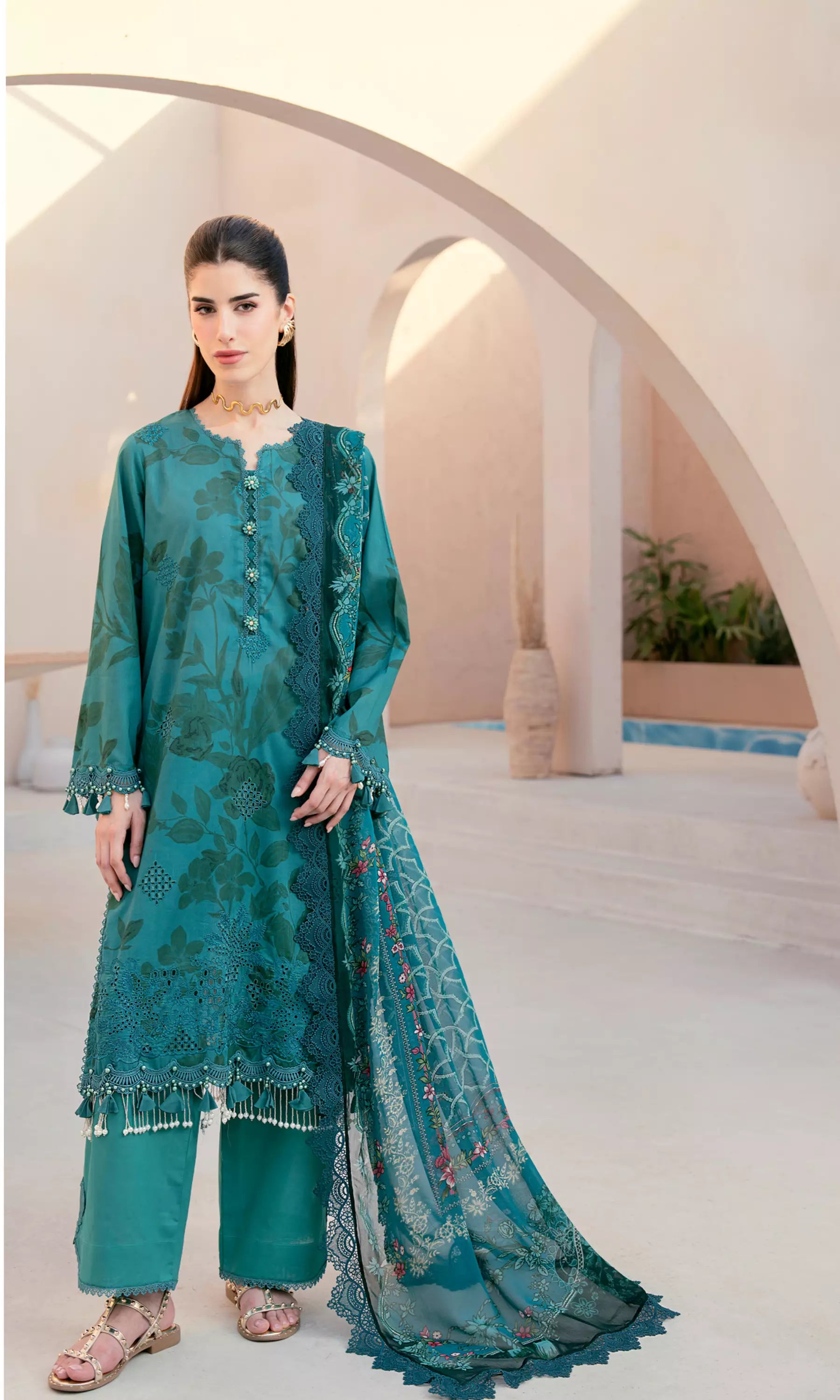 Tara Embroidered Lawn Unstitched 3 Piece Suit — Classic Edit