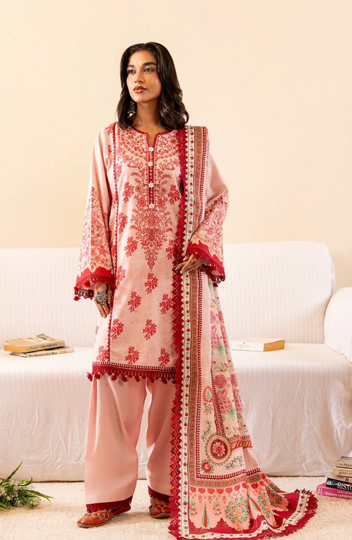 Marigold Digital Printed Khaddar Unstitched 3 Piece Suit