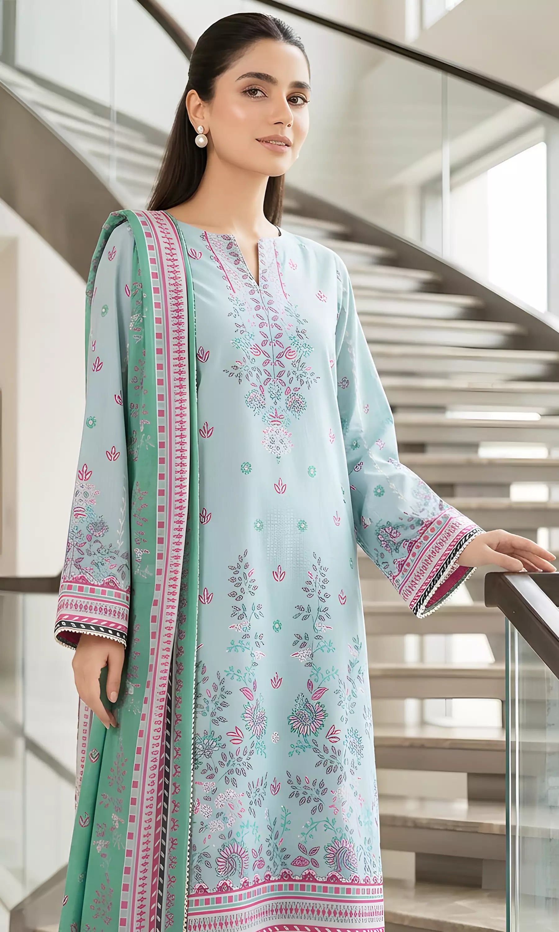 Larkspur Digital Printed Lawn Unstitched 3 Piece Suit