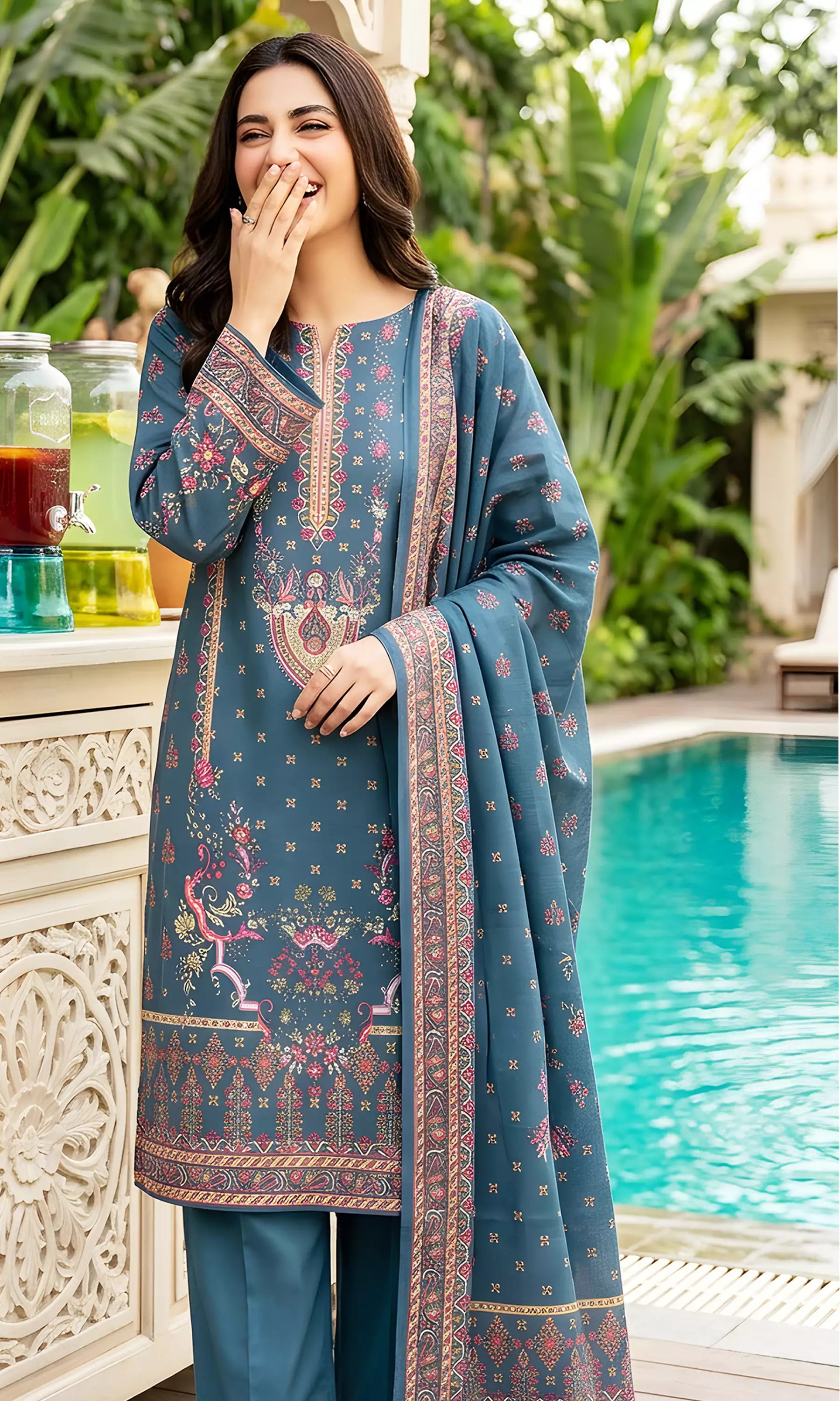 Magnolia Digital Printed Lawn Unstitched 3 Piece Suit