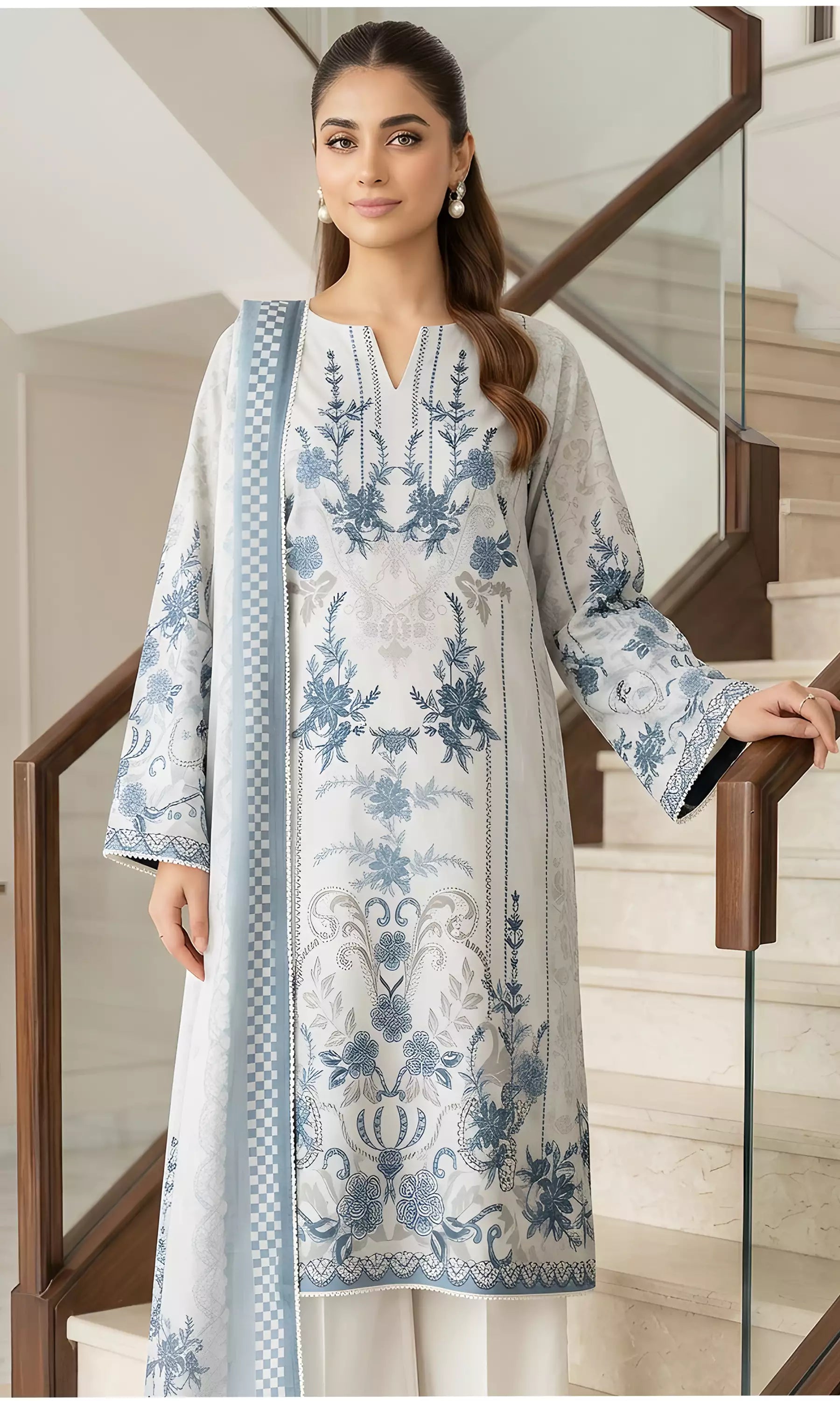 Elena Digital Printed Lawn Unstitched 3 Piece Suit