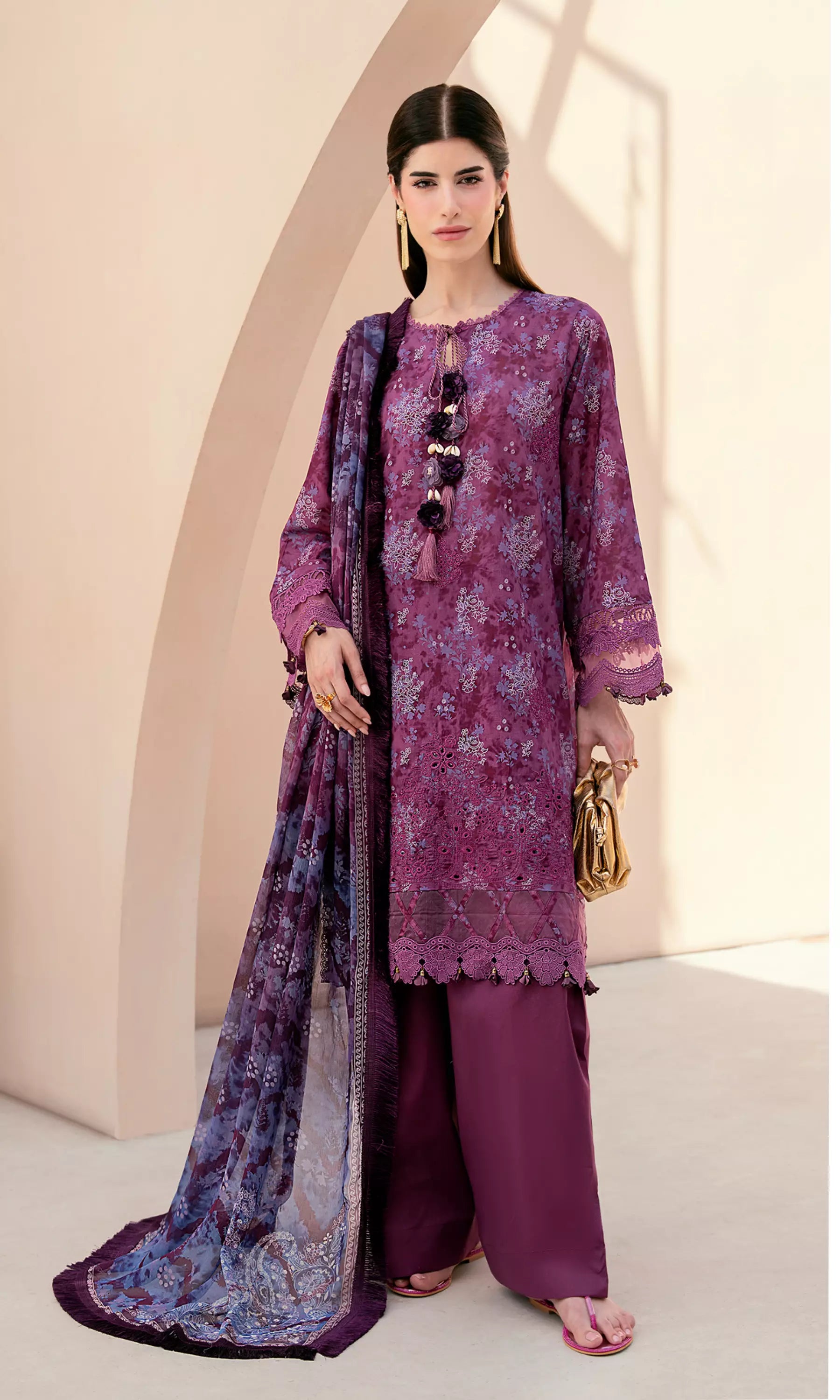Vera Embroidered Lawn Unstitched 3 Piece Suit — Classic Edit