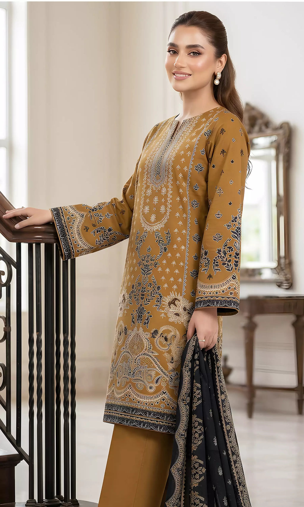 Mahnoor Digital Printed Lawn Unstitched 3 Piece Suit