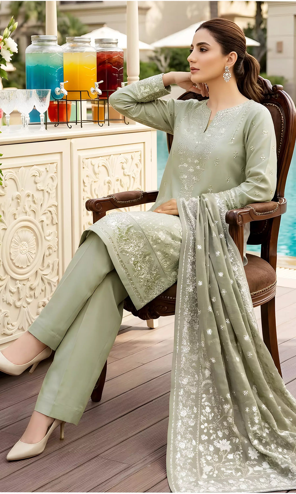 Ines Digital Printed Lawn Unstitched 3 Piece Suit
