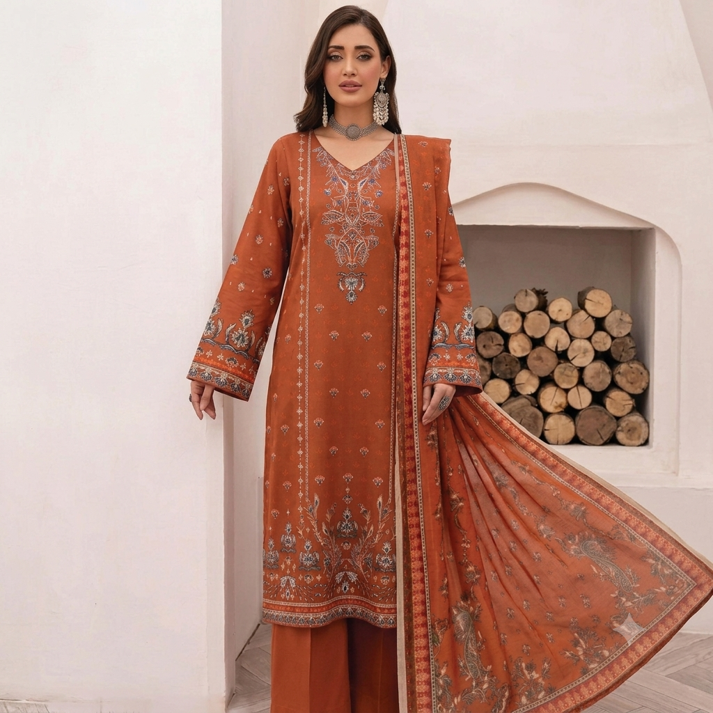 Ember Digital Printed Lawn Unstitched 3 Piece Suit