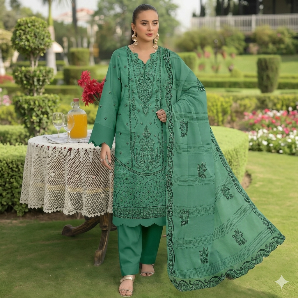 Azalea Embroidered Lawn Unstitched 3 Piece Suit — Premium Edit