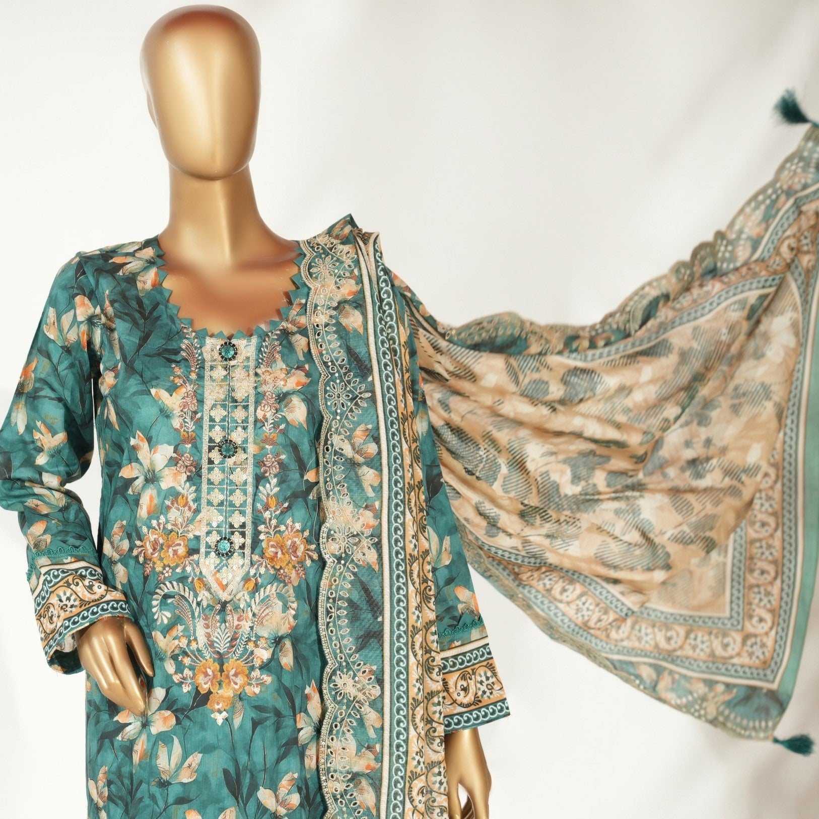 Farhat Embroidered Lawn Unstitched 3 Piece Suit — Classic Edit