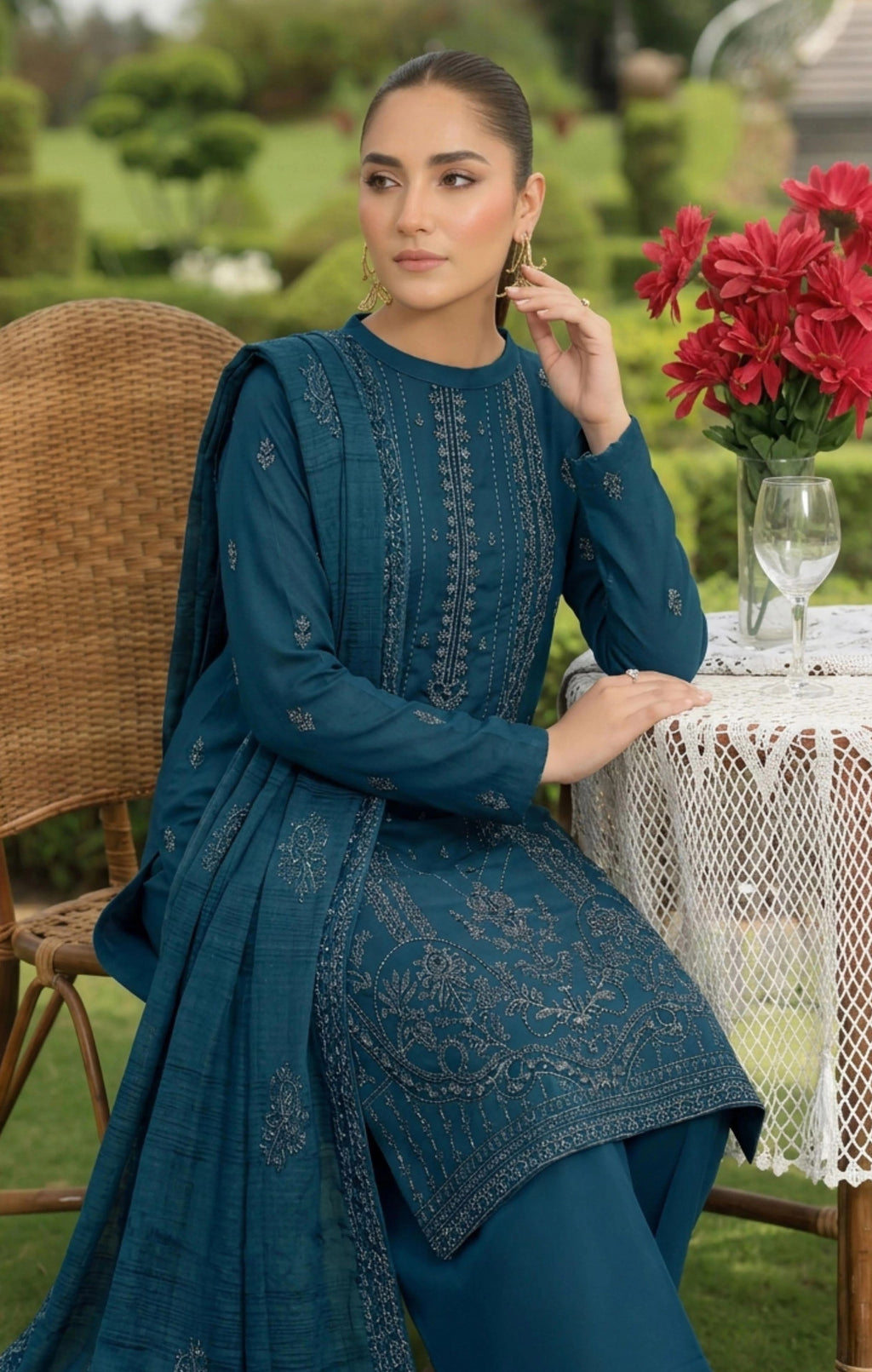 Veda Embroidered Lawn Unstitched 3 Piece Suit — Premium Edit