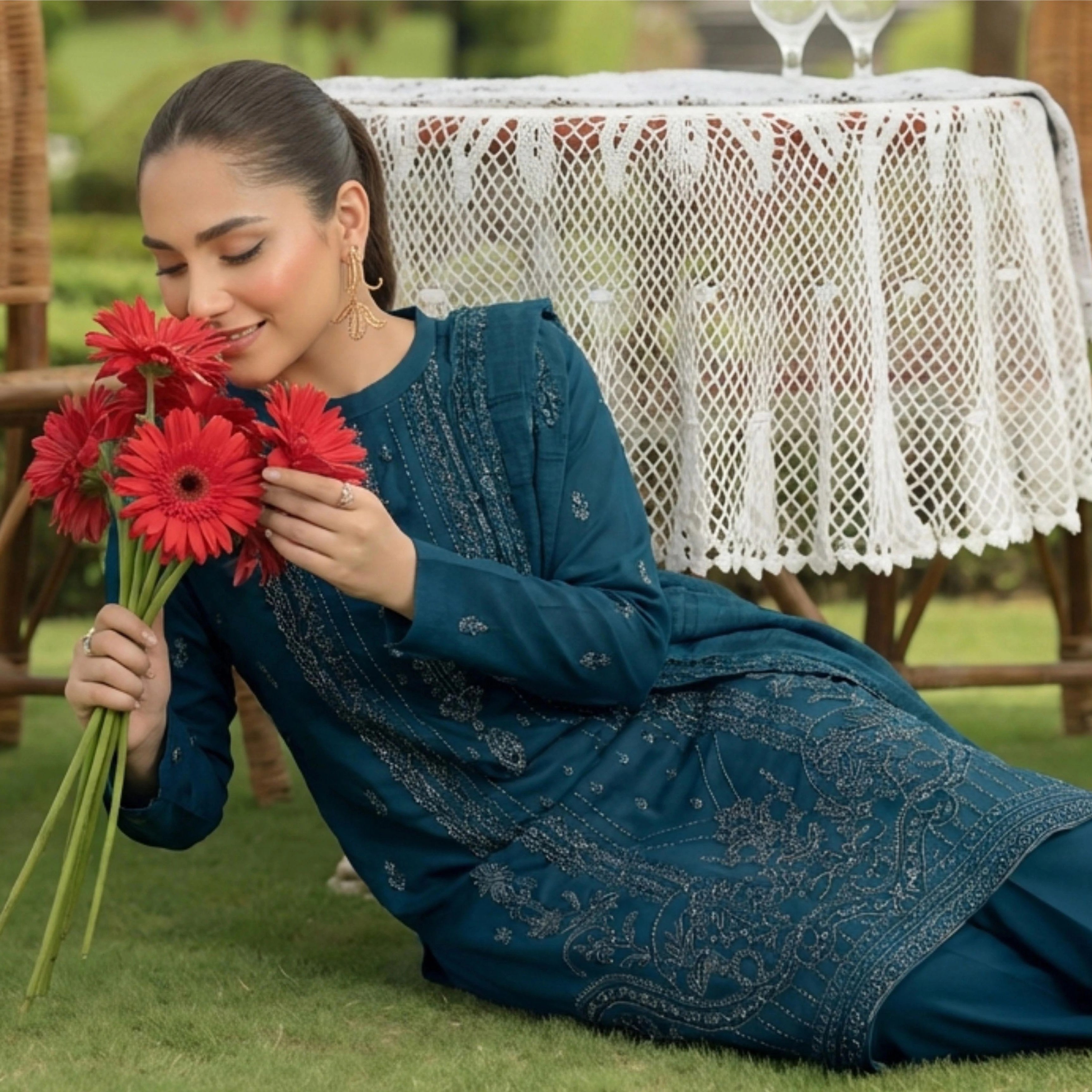 Veda Embroidered Lawn Unstitched 3 Piece Suit — Premium Edit