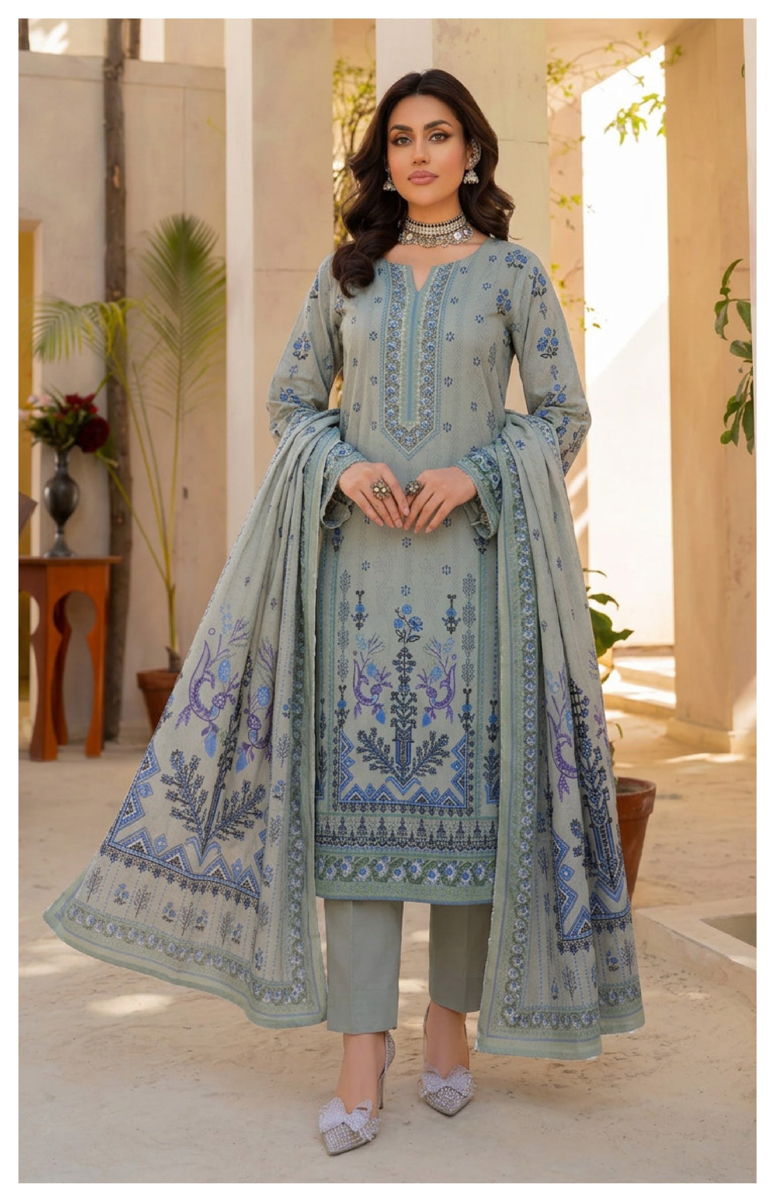 Nimra Digital Printed Lawn Unstitched 3 Piece Suit